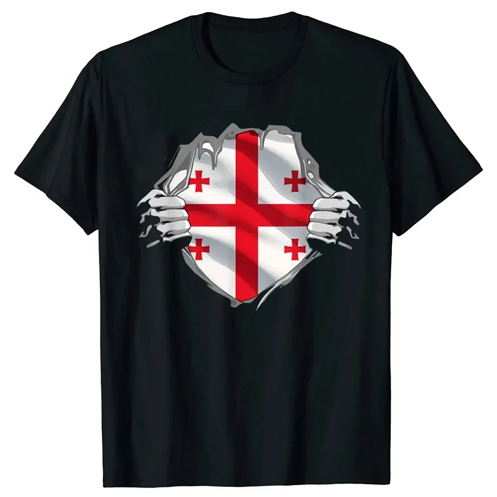 Clothing Casual Basic  Cotton Super Georgian Proud Georgia Flag T Shirt Tee Tops Round Neck Short-Sleeve Fashion  Cotton new