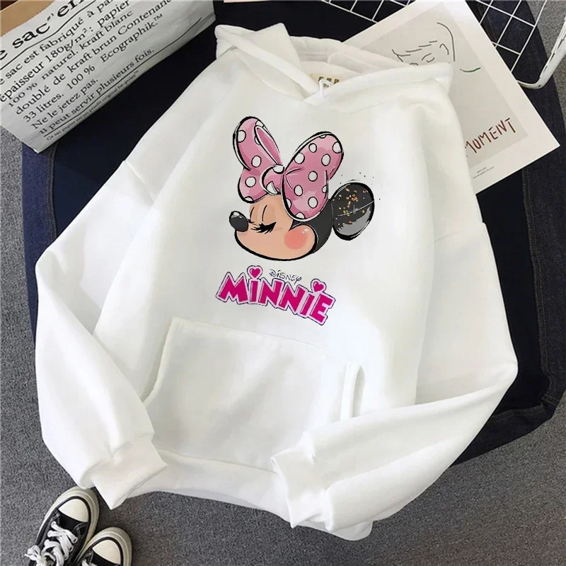 Cartoon Printed Male Sweatshirts Disney Minnie Mouse Pattern Anime Trendy Long Sleeve Men Hoodies Autumn Winter Casual Clothes