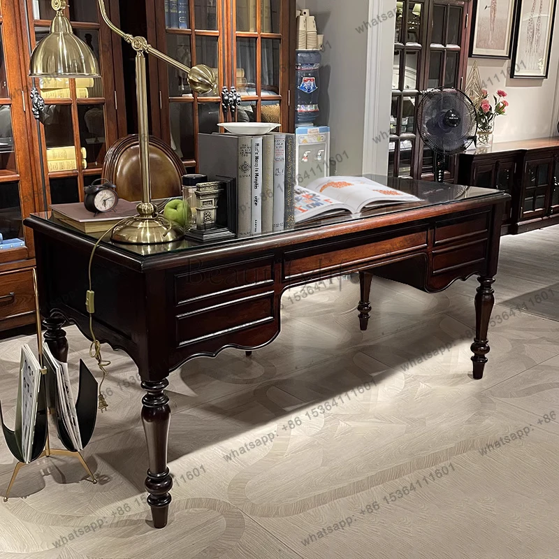 

Американский светлый роскошный бытовой простой компьютерный письменный стол из цельного дерева, маленькая квартира, орех d