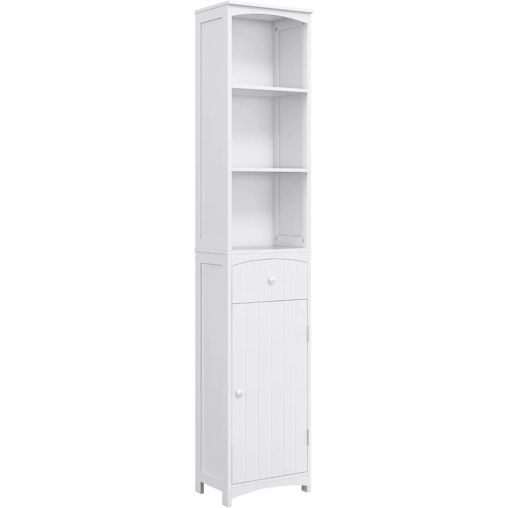 

Bathroom Storage Cabinet, Free Standing Bathroom Storage Unit, Tall Linen Tower with 3-Tier Shelves and Drawer