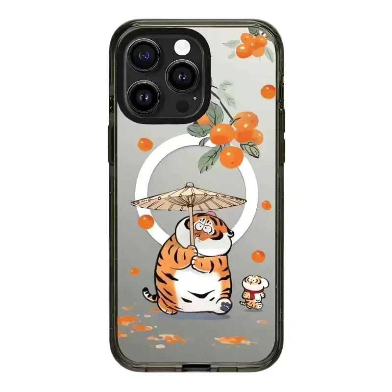 

MagSafe Acrylic Black Border Cartoon Tiger Case Phone Case Cover for IPhone 11 12 13 14 15 Pro Max Case for IPhone 14 Pro Max