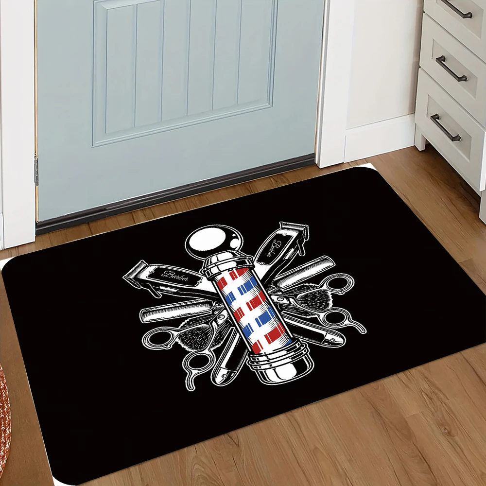1pc Vintage Barber Shop Doormat Classic Tools Logo Design No