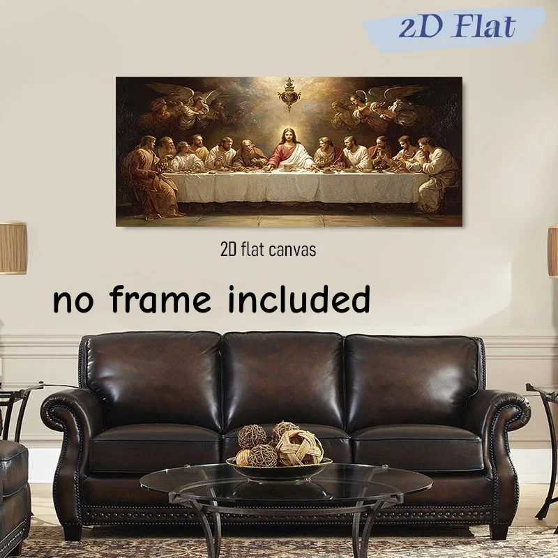 1 piece of frameless canvas hanging painting with Christian faith theme, Last Supper decoration painting, living room bedroom st