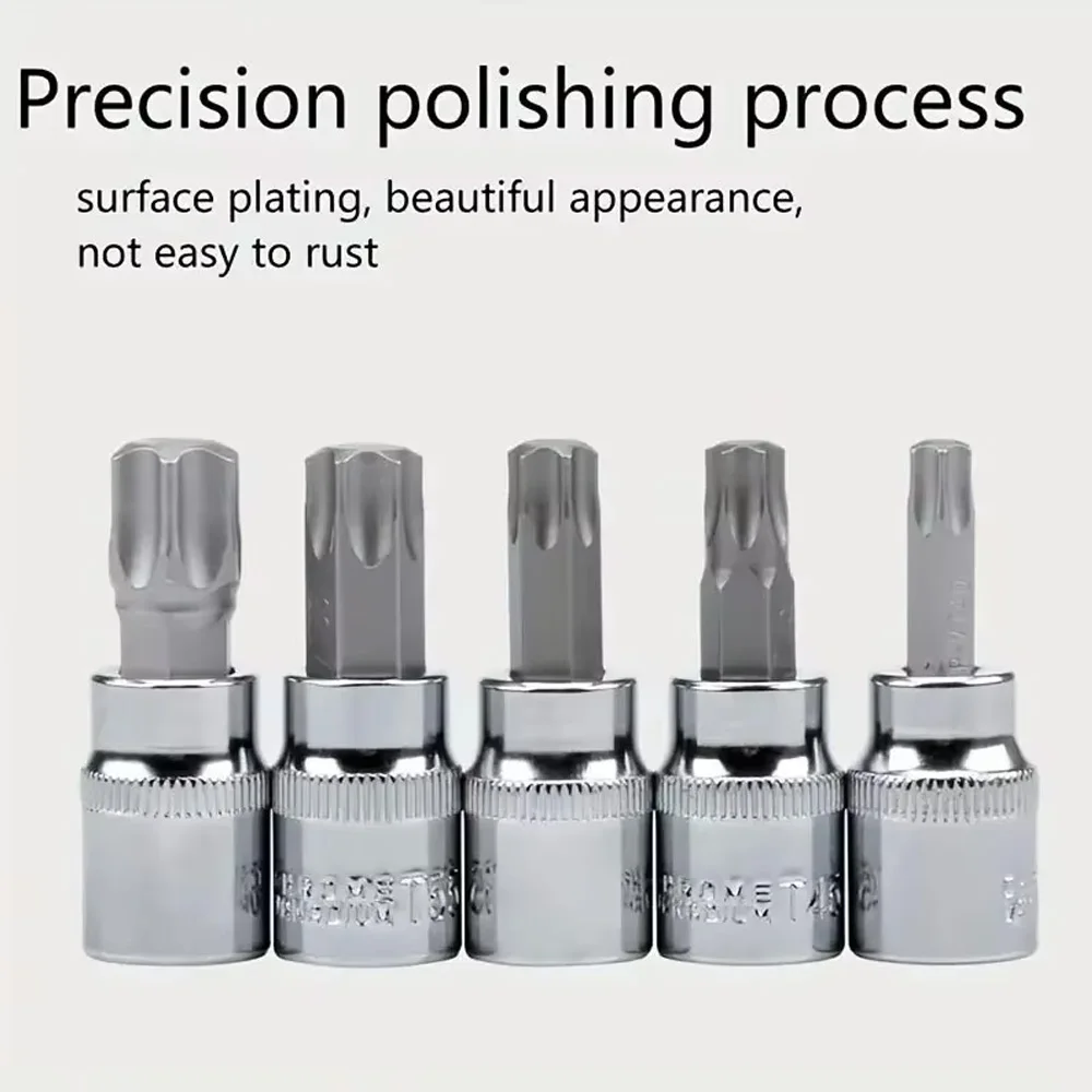 13pcs Torx Bit Socket Set, CRV Sockets, S2 Steel Bits, 1/4-inch (T8-T30), 3/8-inch (T40-T60) & 1/2-inch (T70) Drive, with case