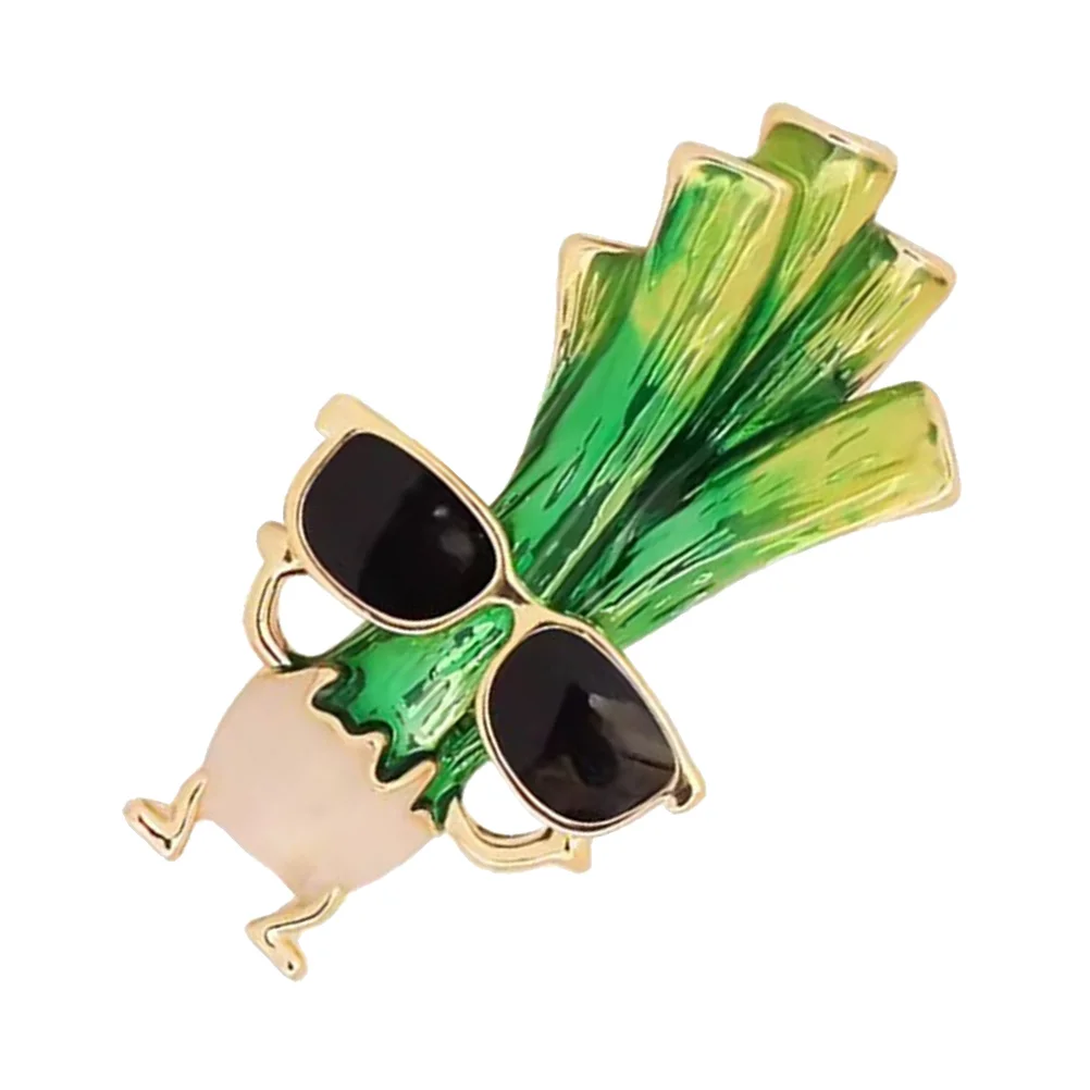 Funny Green Onion Brooch Scallions Clothes Pin Jewelry Metal Backpack Cute Coat Lapel