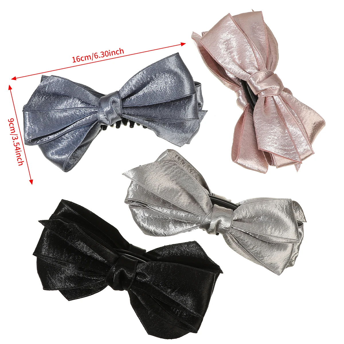 AWAYTR ربطة القوس فيونكة من الساتان مشبك الموز أمشاط الشعر النسيج النساء دبابيس الشعر العرائس الزفاف إكسسوارات الشعر الأنيقة أغطية الرأس