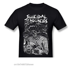 T-shirt manches courtes pour hommes, Streetwear, Punk, estival et humoristique, en coton, avec imprimés de tendances suicide