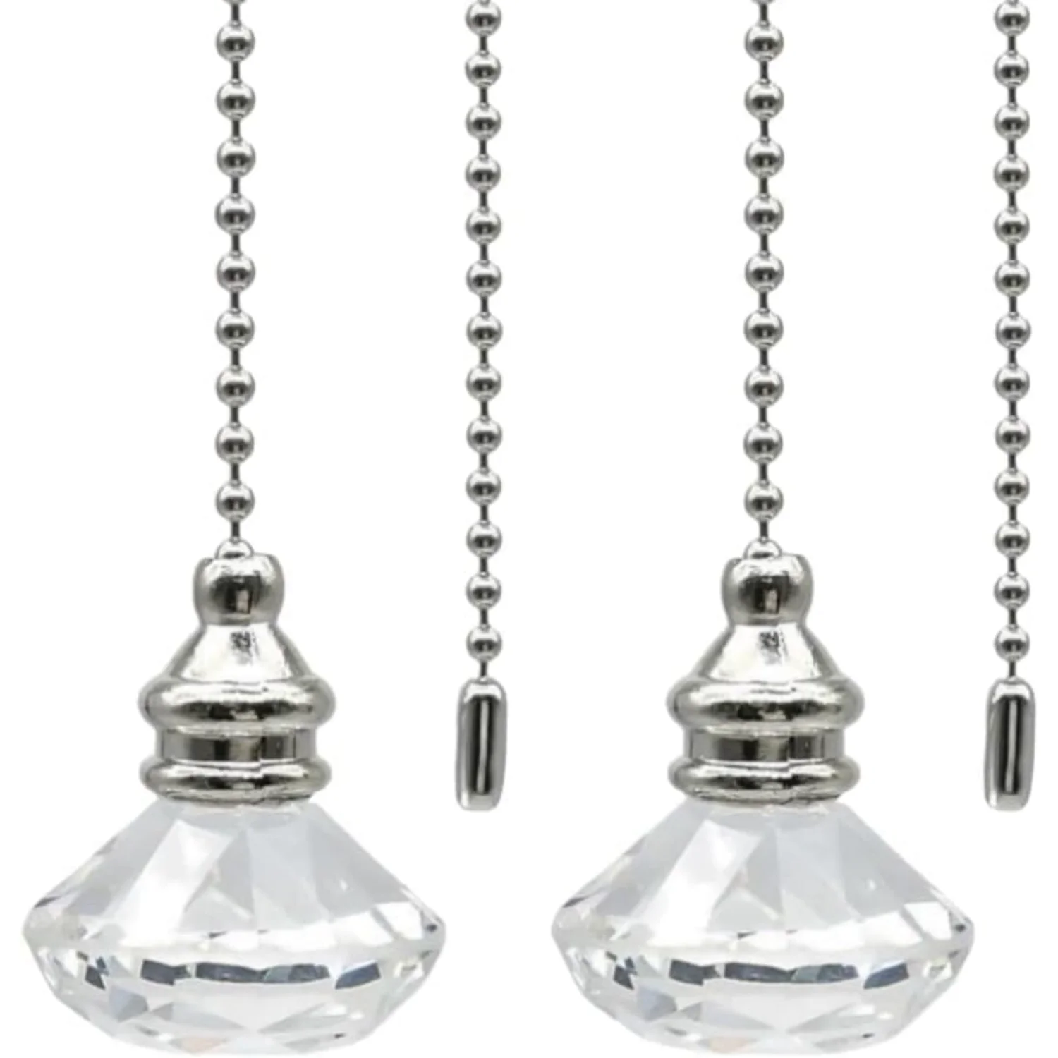 Ceiling Fan Pull Chain Set, 2 Pcs Crystal Pull Chain Extension Fan Pull Chain Pendant 12 Inch Ceiling Fan Chain Extender， with