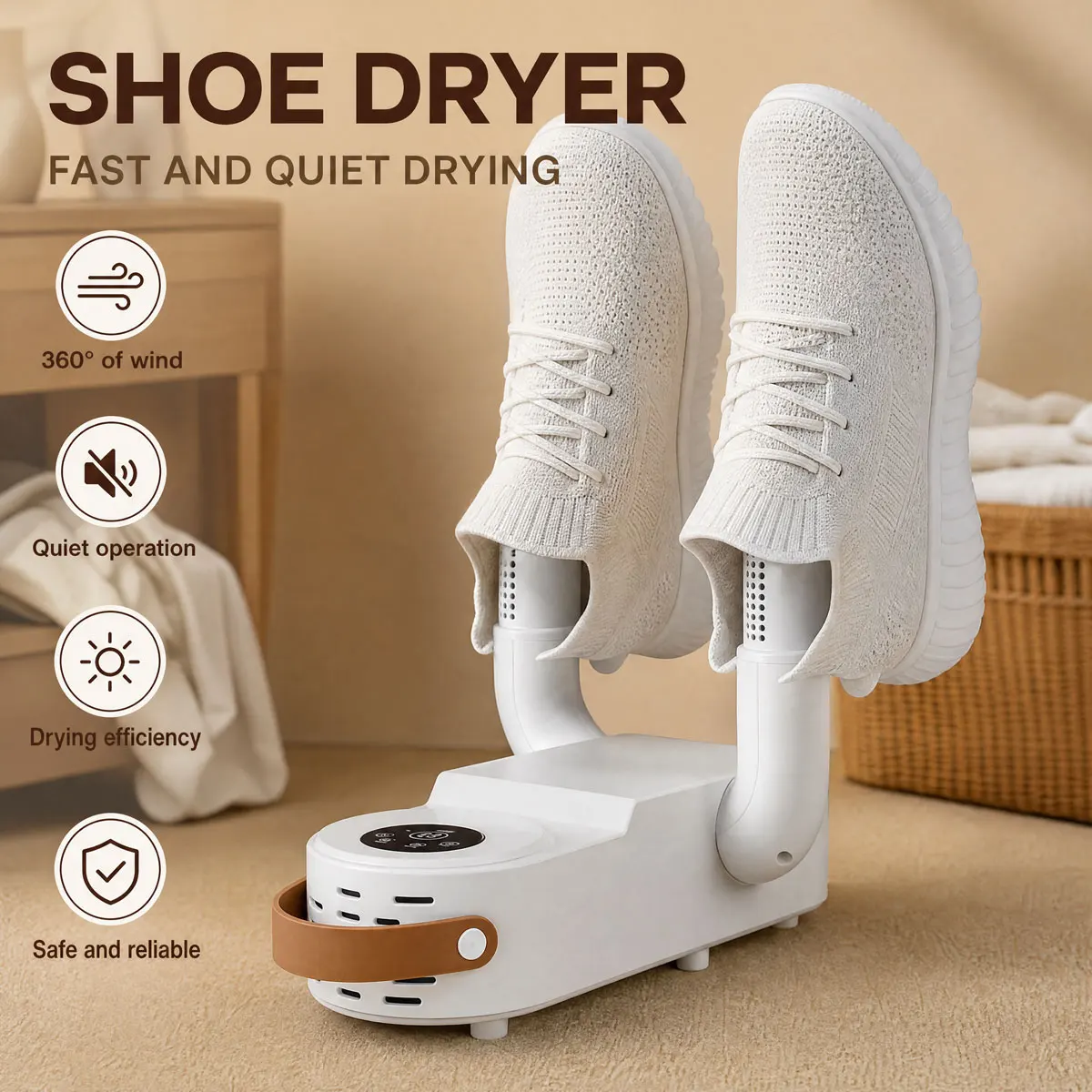 Foldable Touch Screen Shoe Dryer, Fast Heating to Dry Shoes & Socks, Sterilization Deodorizer