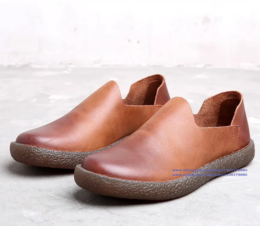 Mocassins de couro preto/marrom, bico redondo, sapatos masculinos de couro macio, sola baixa, com cadarço, sapatos casuais masculinos