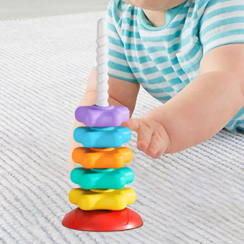 Stacking Toy For Kids Spinner Rainbow Toddler Montessori Educational Sensory Toy Motor Skills Stacking Tower Kids