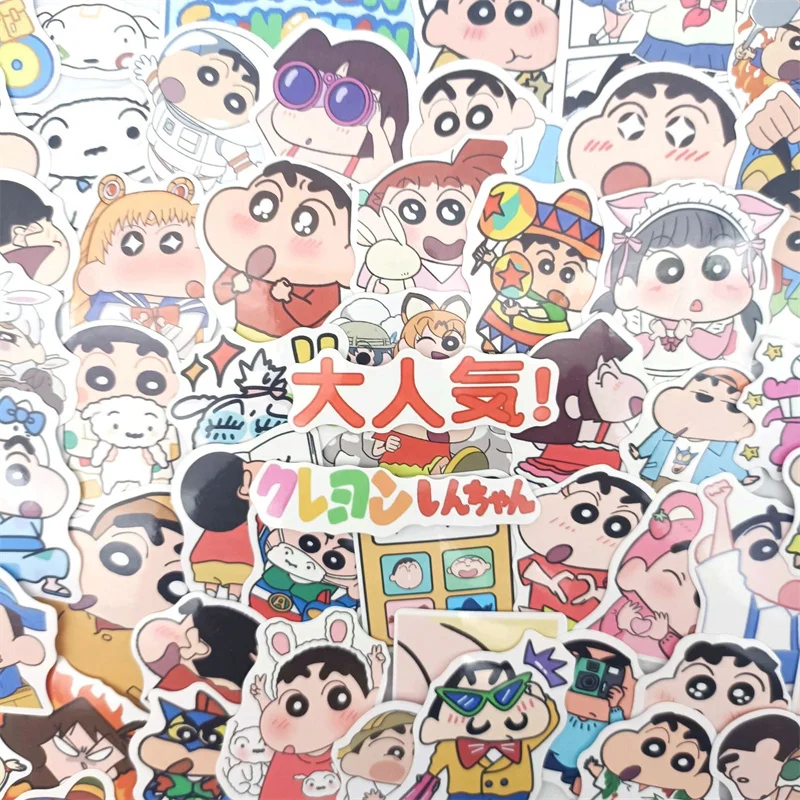 60pcs Crayon Shin Chan Stickers Kawaii Anime Figures Waterproof Paster DIY Laptop Phone Trunk Skateboard Stickers Decoration