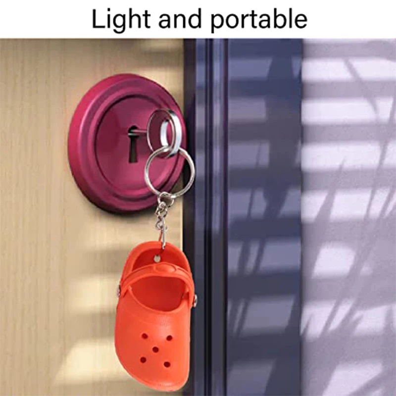 50Pcs Colorful Mini Clog Shoe Keychain Small Hole Slipper Key Ring Bag Pendant Decor