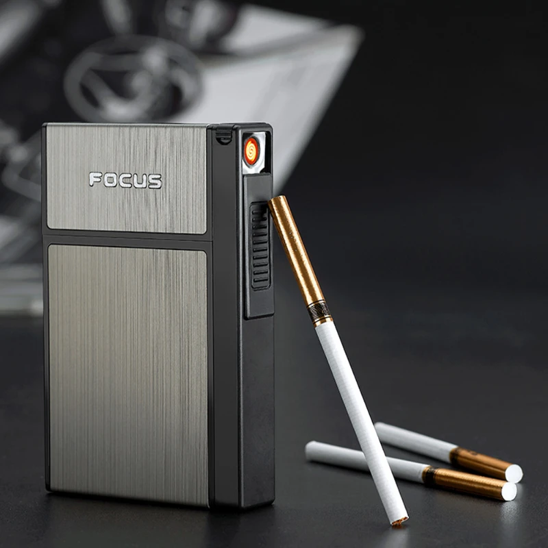 20 Cigarette Case Metal Lighter Usb and Inflatable Lighter Cigarette Case Gas Cigarette Lighter Gadget Lighter Case Men Gift