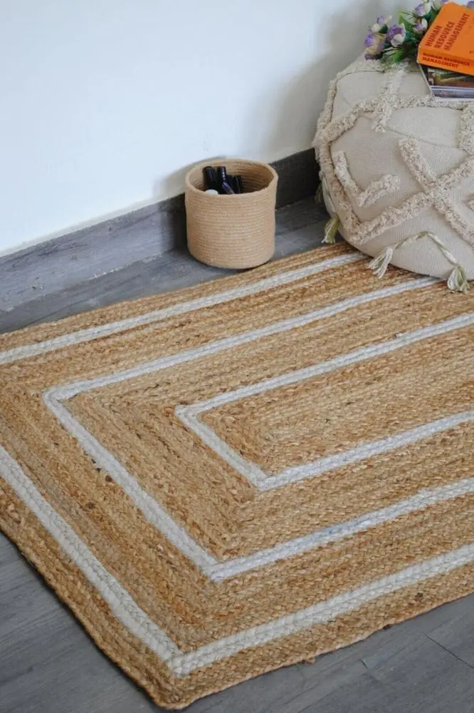 Rug 100% Natural Braided Jute Handmade Reversible Carpet Modern Living Area Rug Rugs for Bedroom Carpet