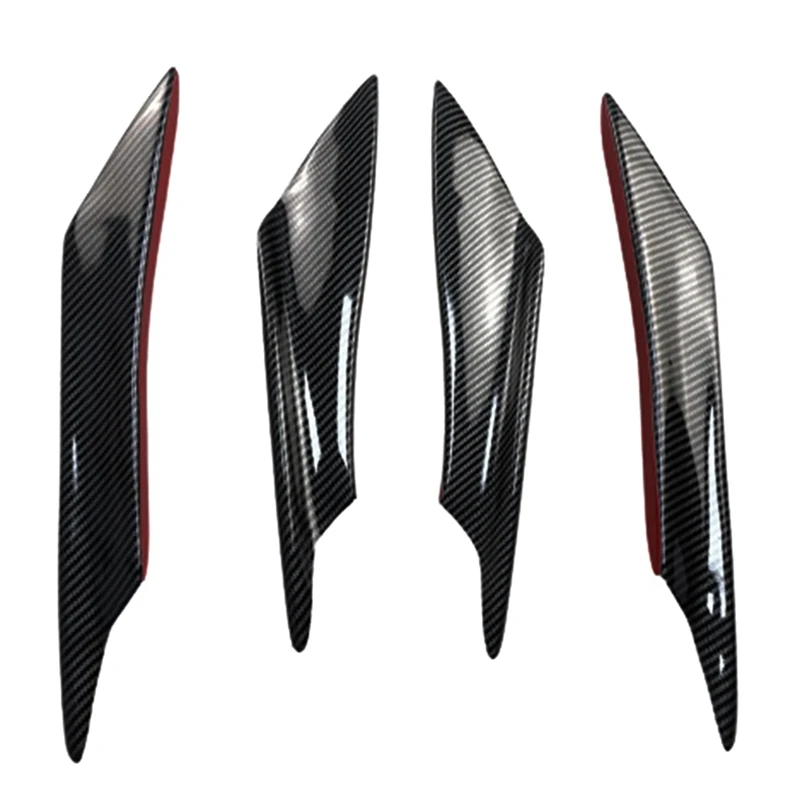 Universal Car Front Bumper Lip Splitter,Car Exterior 4-Pack Soft Fins Combat Wind Saber Auto Air Spoiler Sticker Trim