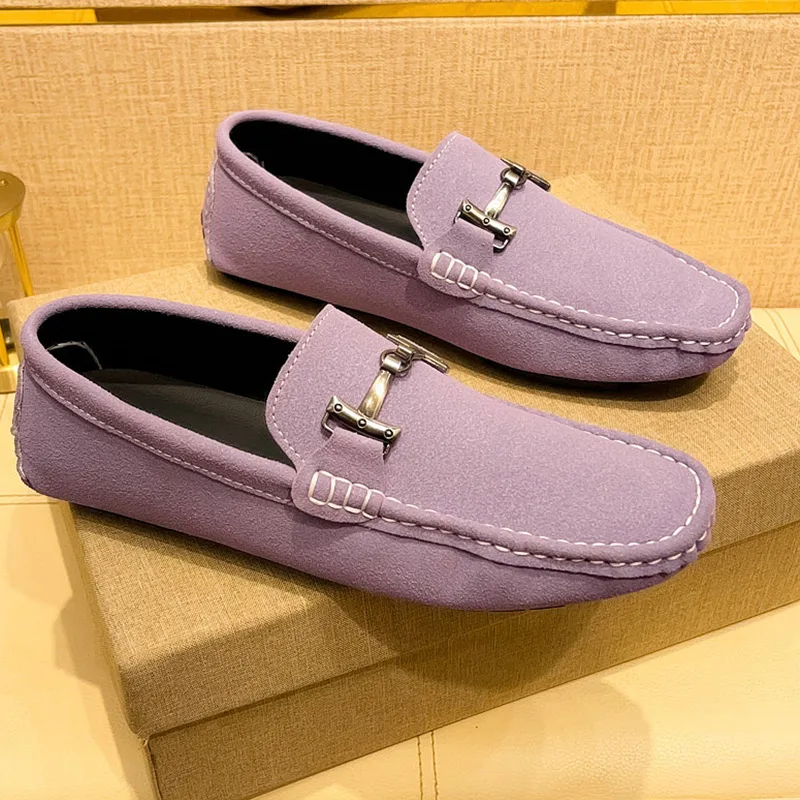 YRZL Loafers Men Shoes Suede Leather Casual Party Mens Loafers Moccasins Italian Comfortable Big Size 48 Slip on Male Shoes