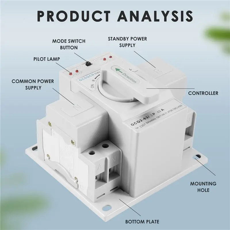 AEE3-Dual Power Automatic Transfer Switch 2P63A Switch Gear Switch Cb Class Ats Home Single Phase 220V