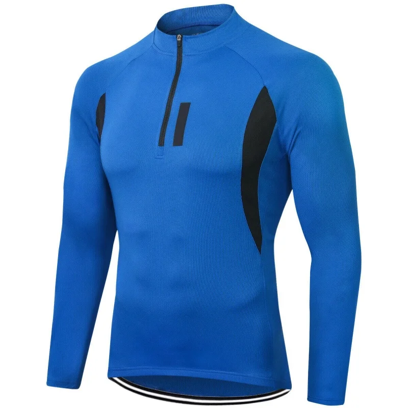 Men's Half Zipper Bike Clothes, Long Sleeve Shirt, Cycling Jacket, Road Wear, Bicycle Coat, Wind Sweater, Top Jersey Pocket