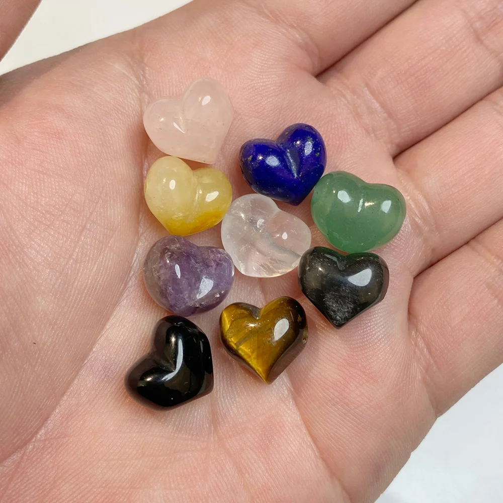 1pc Small 12x14mm Natural Stone Heart Shape Polishing Crystals Minerals Reiki Yoga Energy Healing Pendant