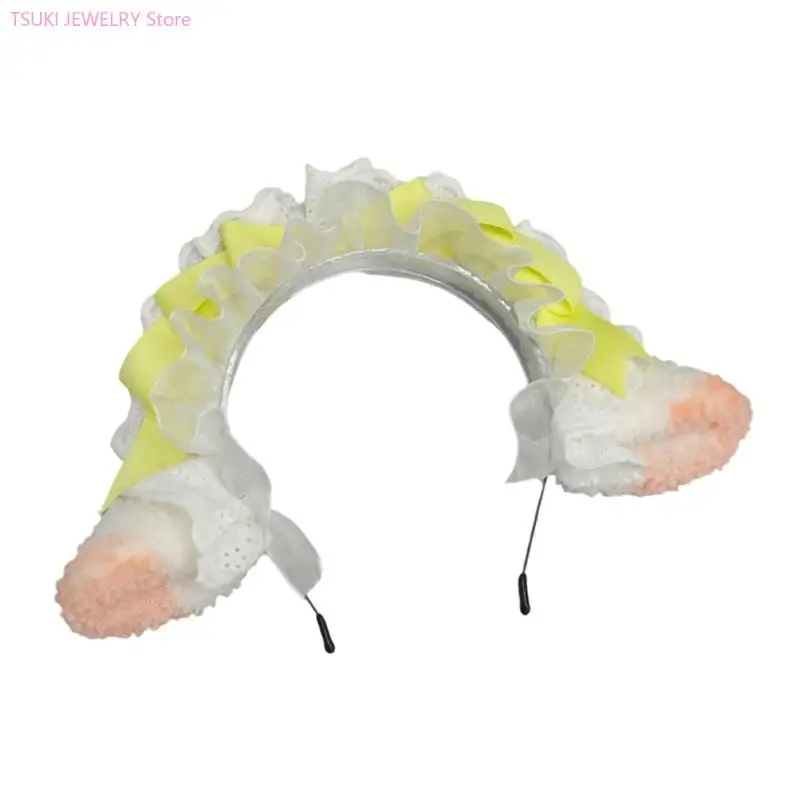 62KE Pluszowe nakrycia głowy z uszami jagnięcymi Miękkie tkaniny Akcesoria do włosów do aktywności na świeżym powietrzu Imprezy