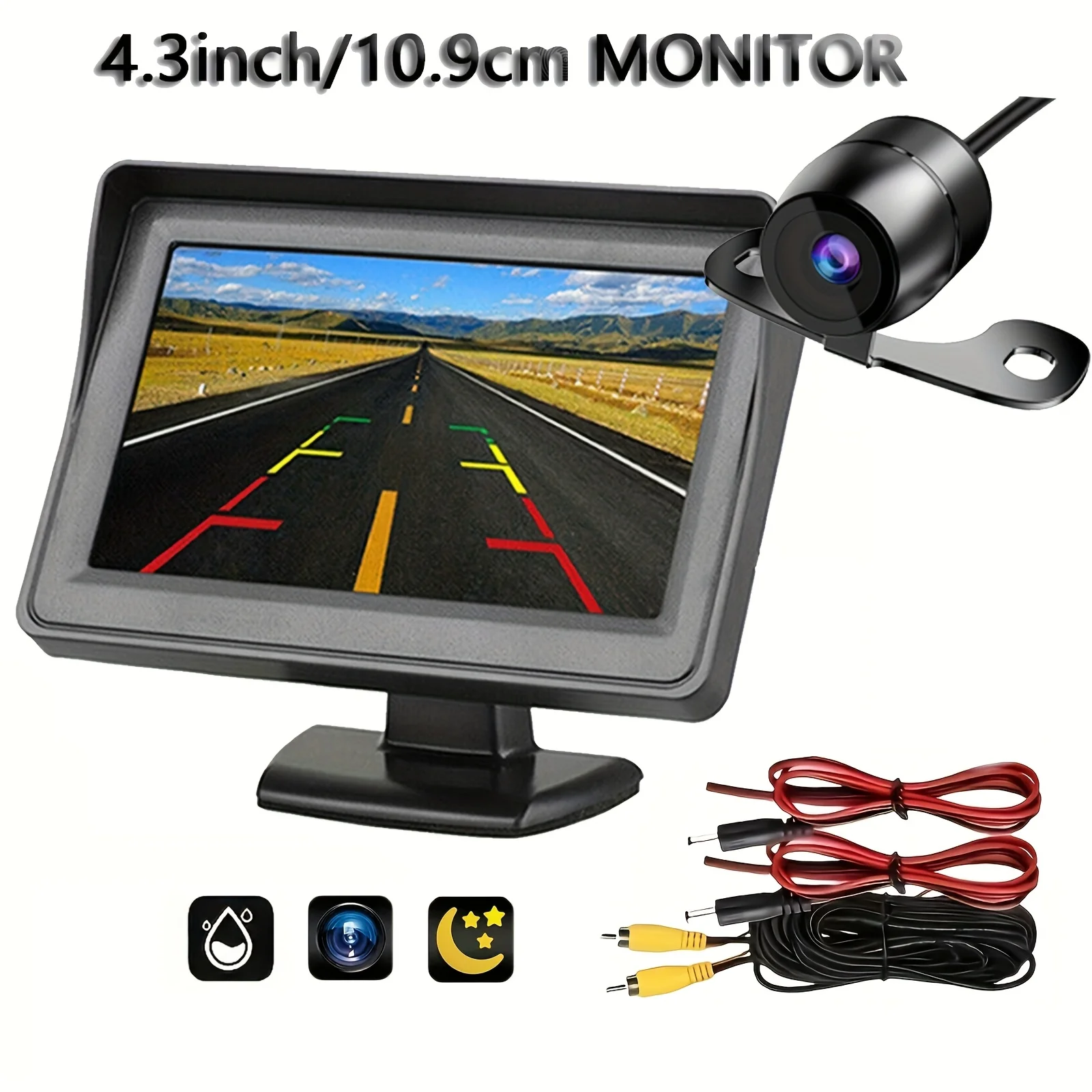 Backup Camera And 4.3inch Monitor Kit for Car Wired Night Vision Parking System Color LCD Display Backup Camera Monitor