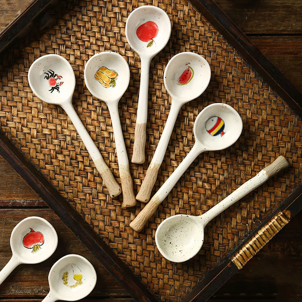 

Ceramic Spoon High-Grade Smooth Polished Design for Family Party Restaurant Soup Dessert Coffee Stirring Kitchen