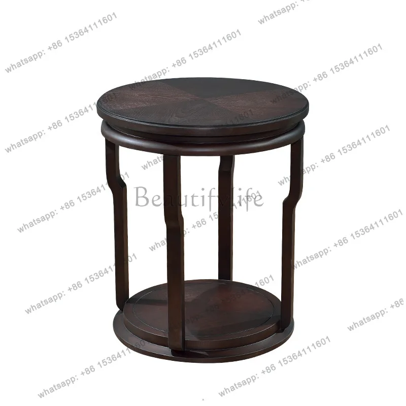 New Chinese ash wood edge table modern simple small round table