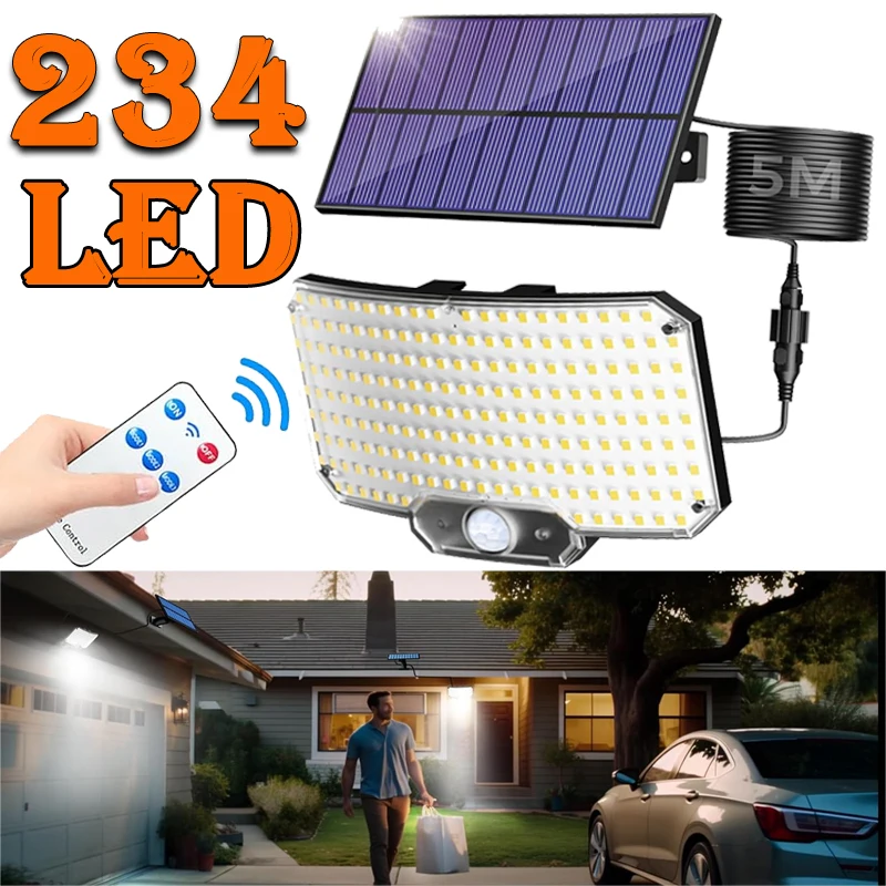 Luz Solar con Sensor de movimiento para exteriores, lámpara LED de pared resistente al agua IP65, 3 modos de trabajo