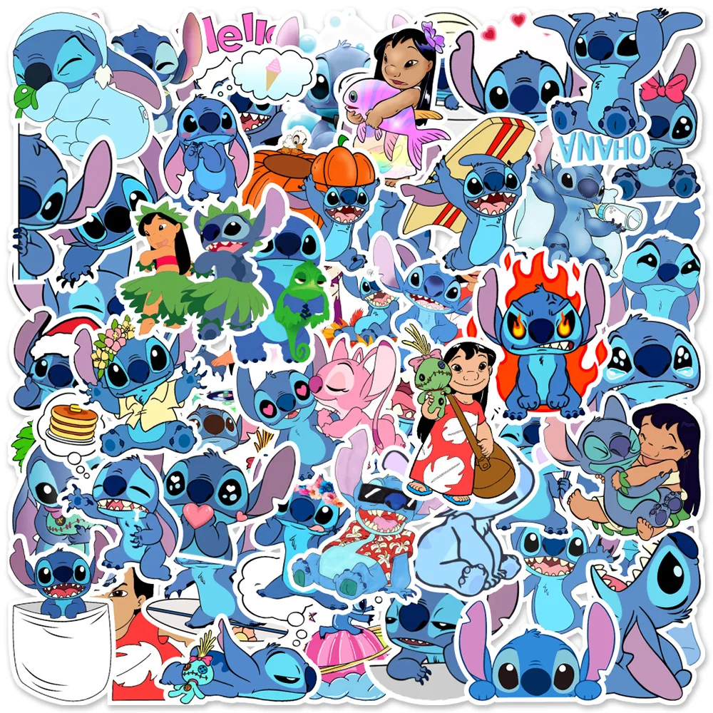 Pegatinas de Stitch de dibujos animados de Anime para niños, 50 piezas, para portátil, monopatín, guitarra, Maleta, motocicleta, Graffiti, juguete