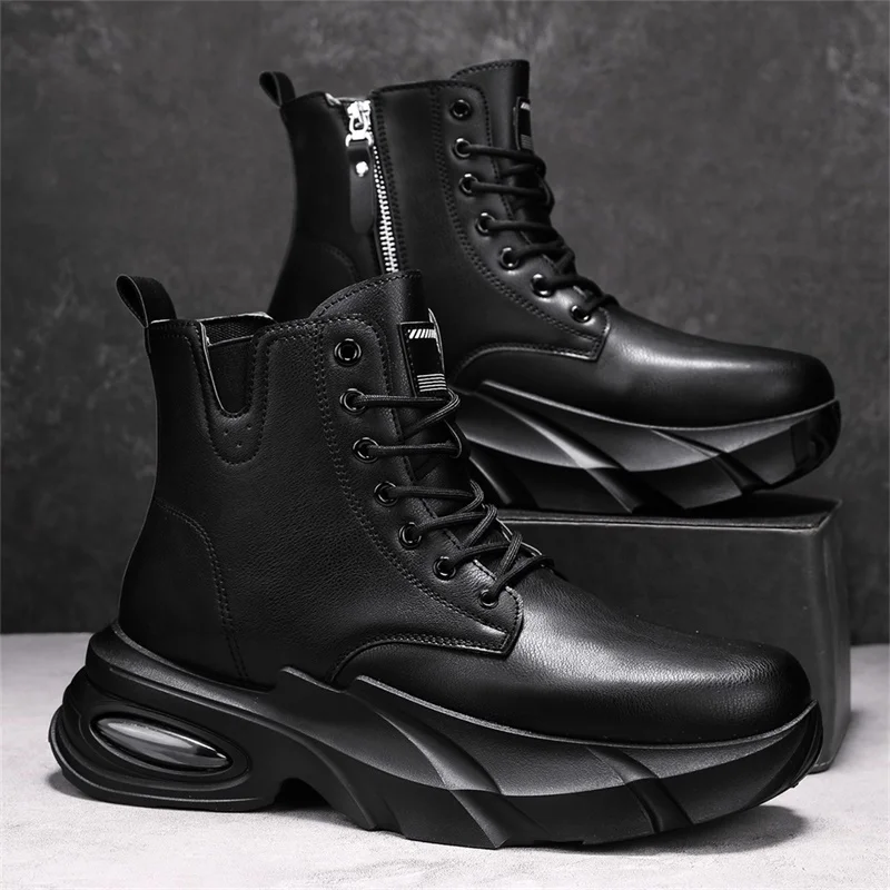 Stivali casual da uomo stivali alti in pelle da uomo quattro stagioni moda stivaletti da moto antiscivolo con suola spessa per uomo Botas