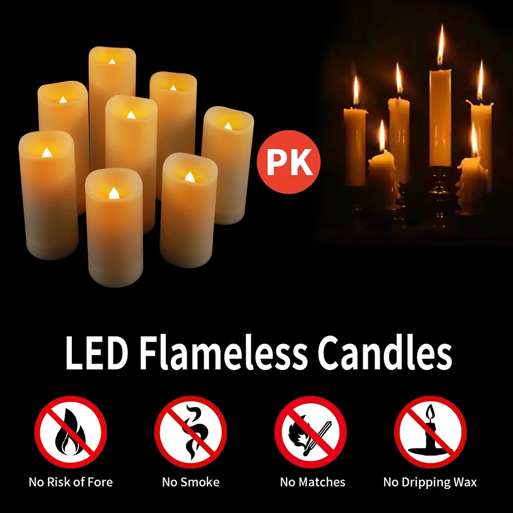 12pcs/set LED Flameless Candles Flickering Light with Remote Control for Festival Wedding Home Party Decor Lighting