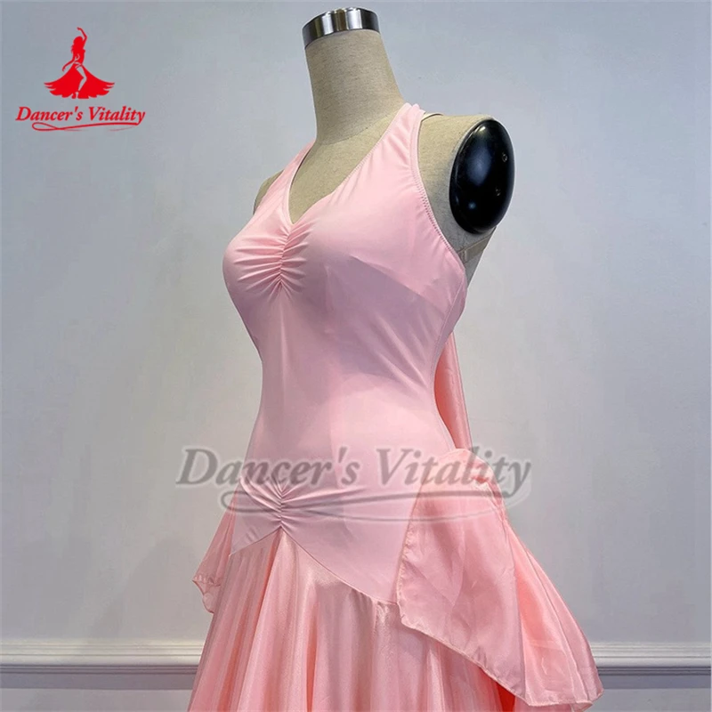 الكبار والطفل الفالس عالية الجودة لؤلؤة الحرير النسيج ممارسة أداء المسابقة ريشة نمط الحاشية السفلية فساتين مخصصة حيوية الراقصة
