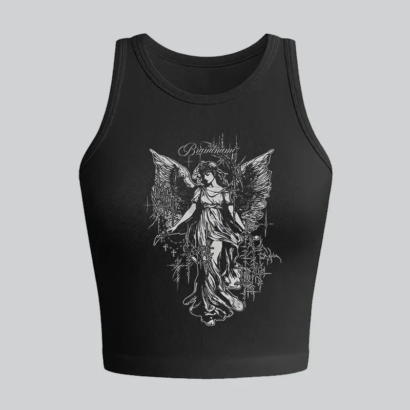 2000s fashion punk Emo girl Y2K style Gothic top women's short sexy casual camisole T-shirt letter vest women's clothing vest