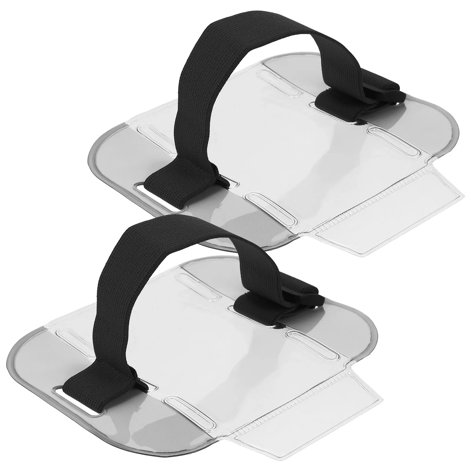 2Pcs Bright Color Adjustable Arm Badge Holder for Id Cards Security Badge Holders Clear Visual Window PVC Nylon Portable Card