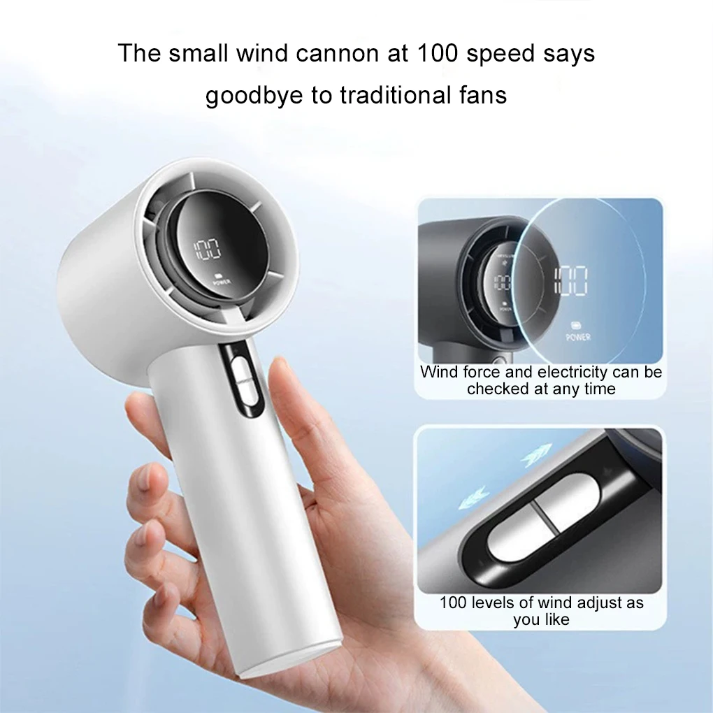 Portable Turbo Handheld Fan 100Wind Speeds Mini Led Fan 1800mAh USB Rechargeable Personal Fans Electric Fan For Outdoor Camp