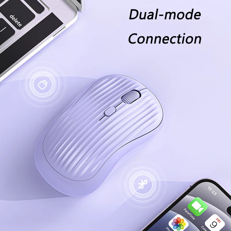 Ratón inalámbrico Bluetooth de modo Dual, 2,4G, botón de silencio recargable, Plug And Play, diseño antideslizante, piezas de ordenador para uso en oficina