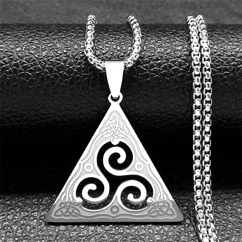 سلتيك Triskele Triskelion قلادة للنساء/الرجال الفولاذ المقاوم للصدأ الذهب اللون Triquetra الساحرة الثالوث عقدة مجوهرات bruja N8060S02