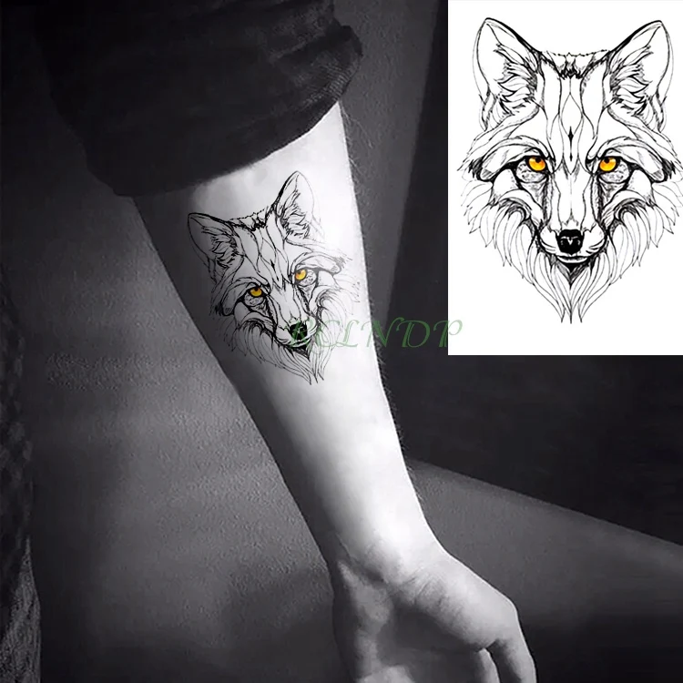 Waterproof Temporary Tattoo Sticker Wolf Wolves Head Animal Neck Wrist Foot Hand  Flash Tatoo Fake Tattoos for Men Women Kids