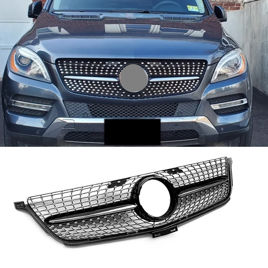 

Front Bumper Grille Grill For Mercedes-Benz ML Class W166 ML300 ML320 ML350 ML40 ML450 2012-2015 Diamonds Style Racing Grills