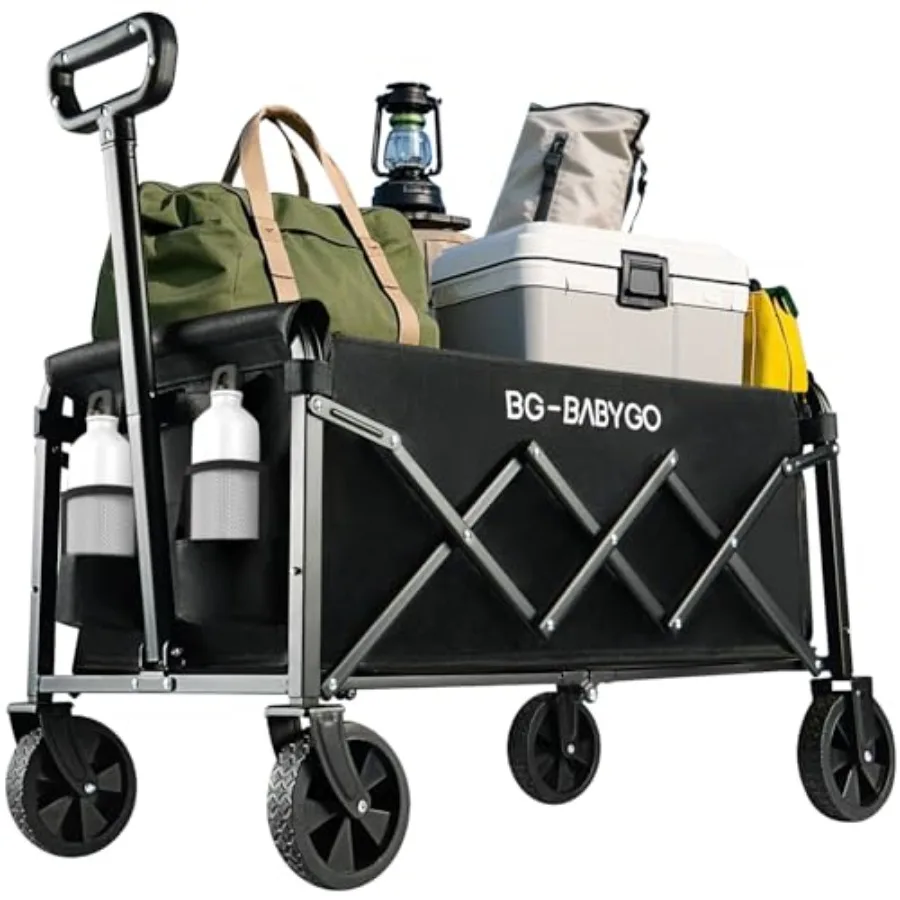 

Collapsible Wagon Carts Large Capacity Foldable Heavy Duty Garden Carts with Adjustable Handle Utility Grocery Beach Wagon for