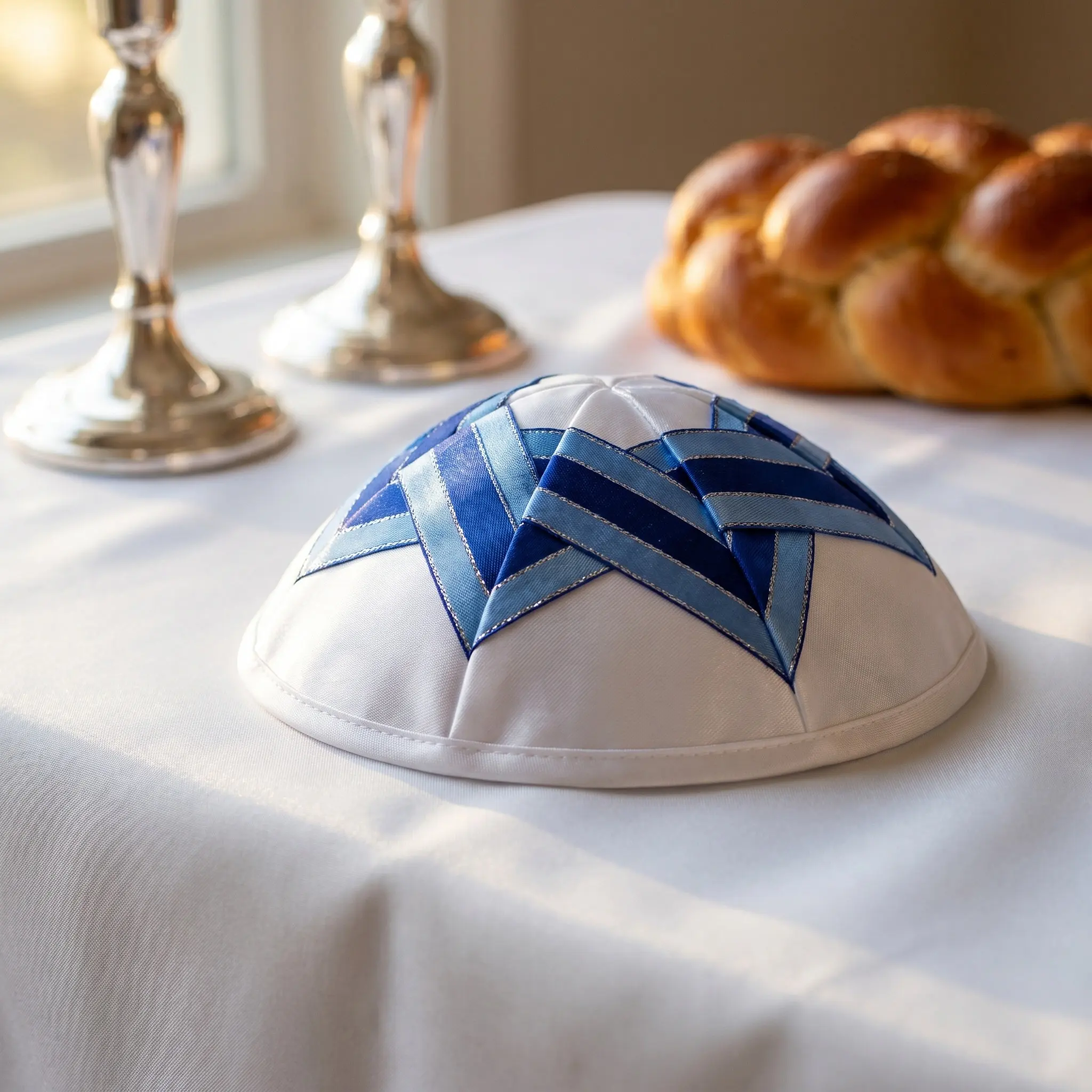Lightweight Star of David Kippah Non Slip Jewish Prayer Cap for Men Synagogue Worship Shabbat Wedding Yarmulke Traditional