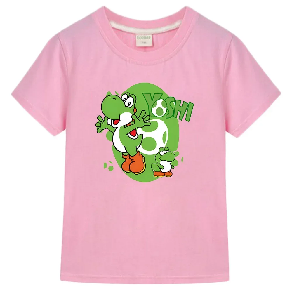 100% Cotton Children Clothes BoysGirls T-shirt Super Smash Bros Yoshi Shirt Cartoon Print Kids T Shirt Summer Casual Baby Tees