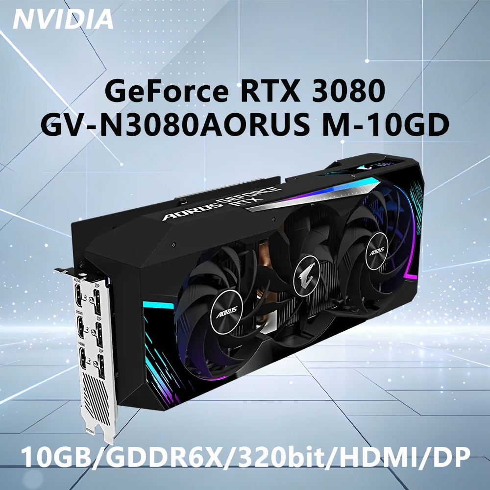 

Видеокарта GIGABYTE RTX 3080 10GB GDDR6X AORUS GeForce RTX 3080 MASTER с интерфейсами PCI-E 4.0, HDMI, DP, частота 19000 МГц для настольных ПК