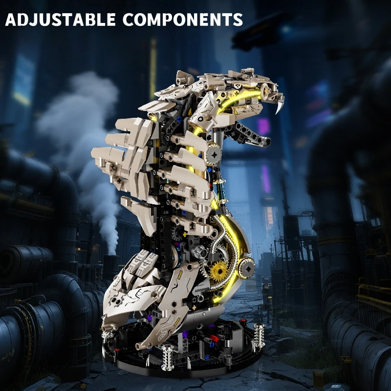 FUNXINEE 1186Pcs Robotic Cobra Gebäude Set Moving Jaw Licht Getriebe Motor Reptil Modell MOC 3D Kreative Schreibtisch Dekor Geschenk