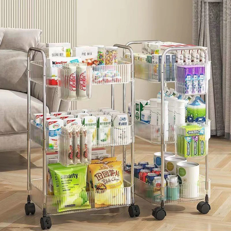 Transparent Storage Rack Multi-Storey Bathroom Organizer Cosmetics Kitchen Trolley Home Snack Storage Clear Room