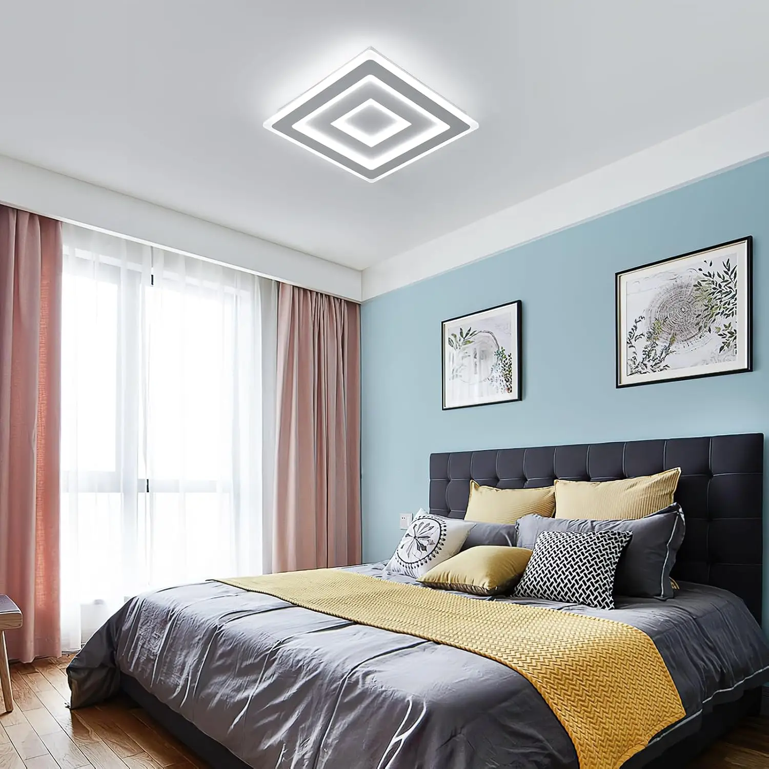 Moderne quadratische LED-Deckenleuchte, 42 W, Acryllampe, 6500 K, kaltweiße Beleuchtung für Schlafzimmer, Wohnzimmer, Flur, Badezimmer – Detail 4
