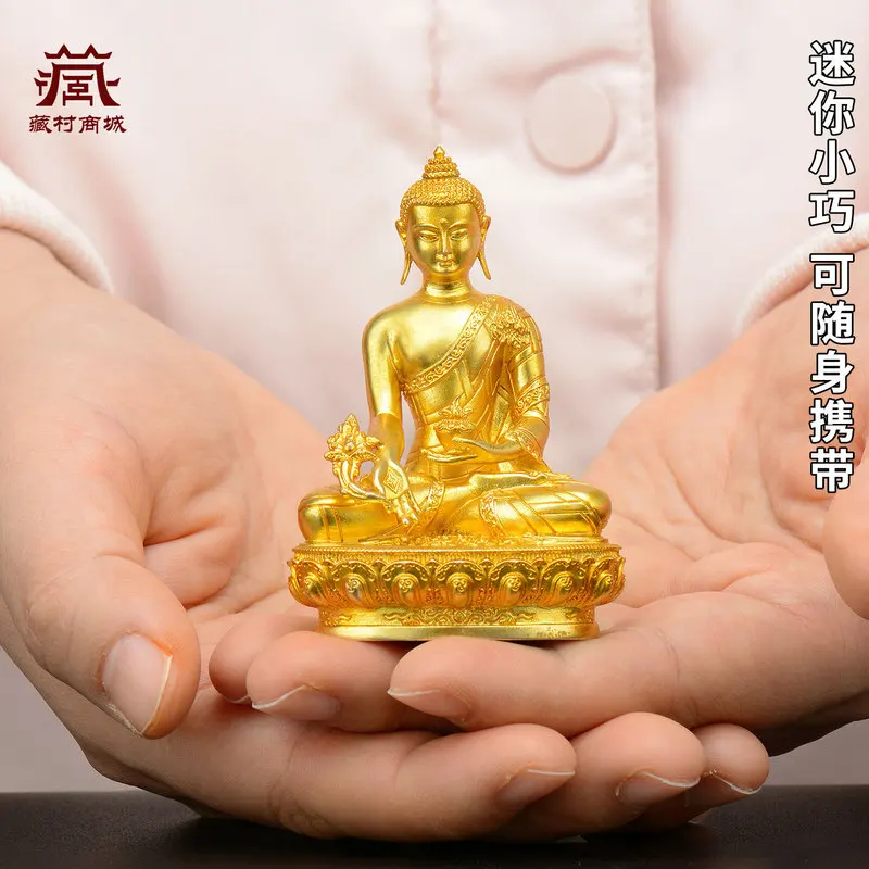 Fully Gilt Medicine Sculpture, Glazed Light Tathagata Bronze Buddha Statue Ornament