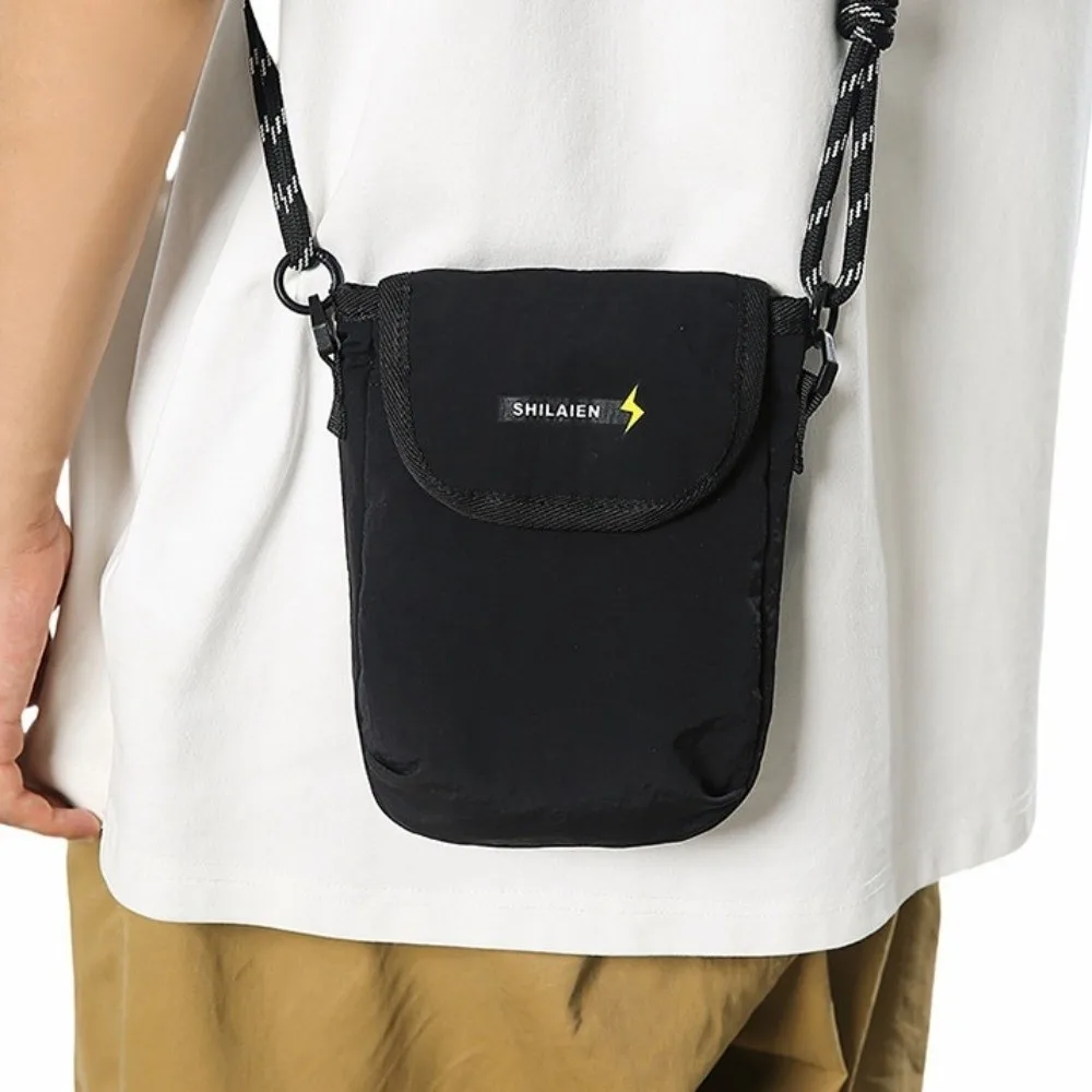 Men Wallet Nylon Crossbody Bag Card Holder Korean Style Sports Phone Bag Lightweight Waterproof Small Storage Bag Daily