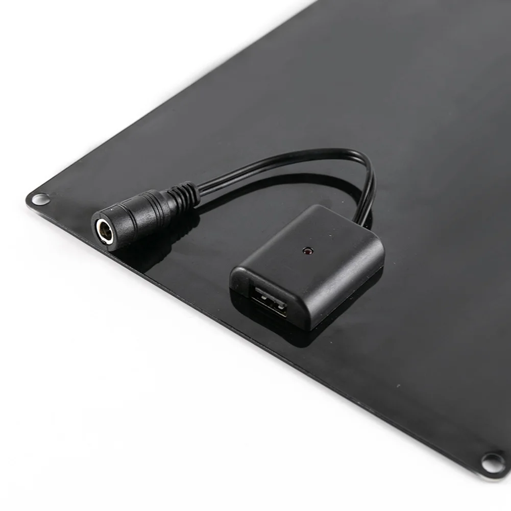 20W 5V For Solar Charging Panel with Battery Clip and DC5521 Port for 12V Vehicles Boats and Portable Electronics